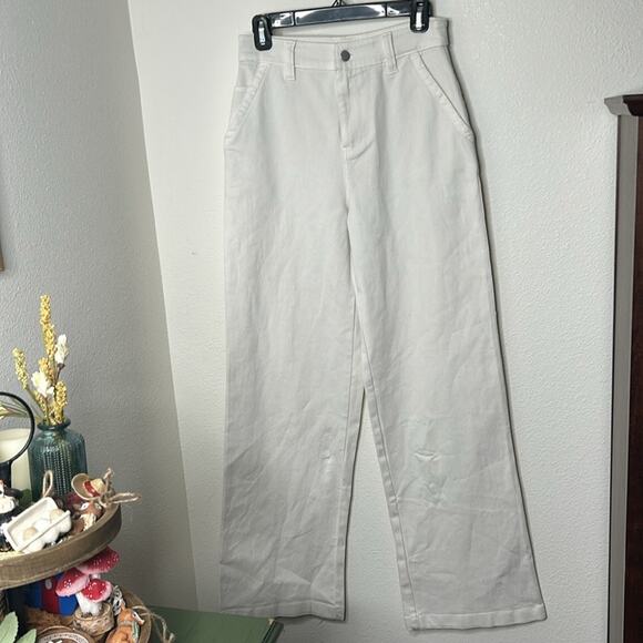 BP. High Waist Straight Leg Cotton Pants In White Size 2 NWOT - Picture 2 of 10